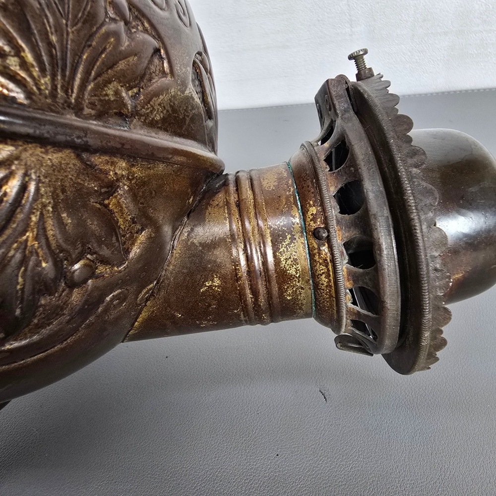 Antique Angle Lamp Co Embossed Copper Oil Lamp Fount Kerosene Burner Victorian - Picture 8 of 16